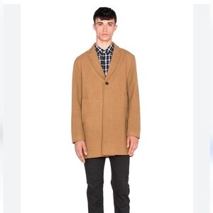 Men's Baldwin Wool‎ overcoat topcoat one button satin lined dress coat